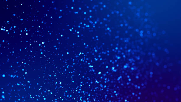 istock Microcosm. Glow blue particles on blue background are hanging in air for bright festive presentation with depth of field and light bokeh effects. Version 15 1159188110