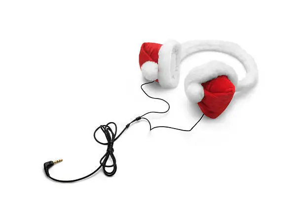 Self-made Christmas headphones on a white background