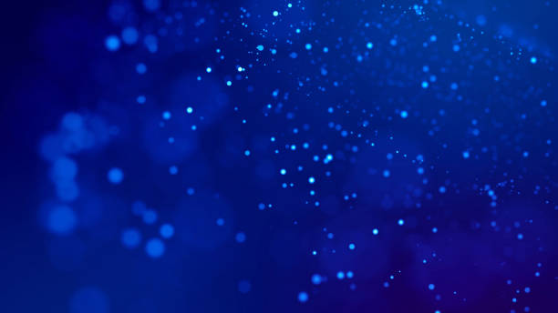 istock Science fiction. Glow blue particles on blue background are hanging in air for bright festive presentation with depth of field and light bokeh effects. Version 18 1159189016