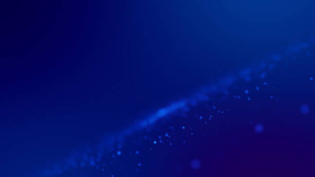 istock Sci-fi background. Glow blue particles on blue background are hanging in air for bright festive presentation with depth of field and light bokeh effects. Version 13 1159189303