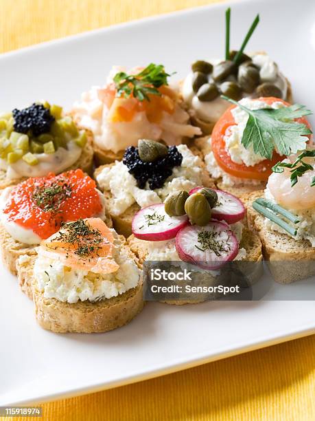 Canape Mix Stock Photo - Download Image Now - Food, Crostini, Pickle