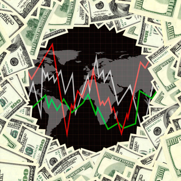 istock world map with American one hundred dollar bill frame and business statistics chart 1159191117