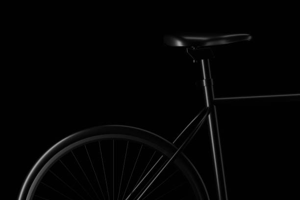 istock Light and shadow of bicycle part in the darkness. 3D rendering. 1159192548