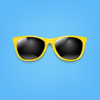Banner Sunglasses And Blue Background With Gradient Mesh, Vector Illustration
