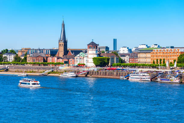 Duesseldorf, Germany, May 25, 2019 - The well-attended Rhine promenade in Duesseldorf on Japan Day