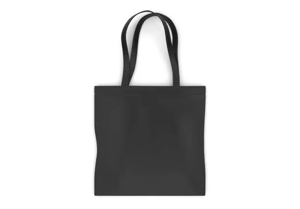 Blank canvas tote bag for mock up and branding. 3d illustration.