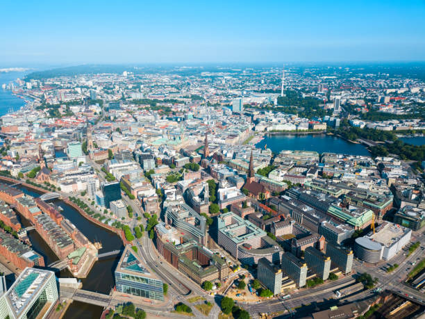 istock Hamburg city centre view, Germany 1159199900