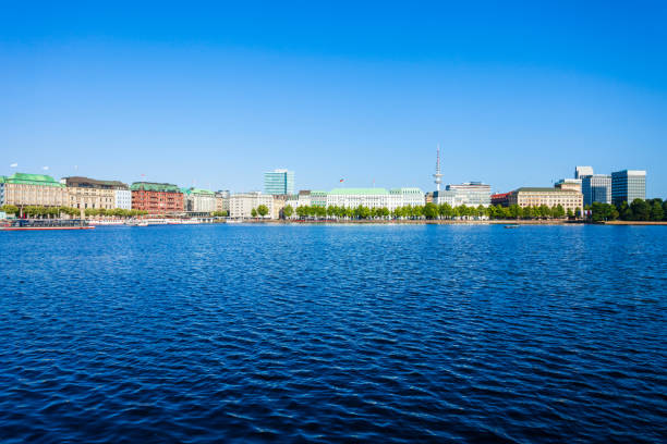 Hamburg city centre panoramic view in Germany