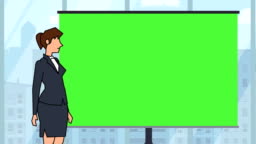 Flat Cartoon Businesswoman Character Speaker Near Green Board Explain  Business Concept Animation With Alpha Matte Stock Video - Download Video  Clip Now - iStock
