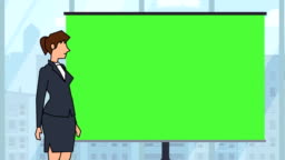Flat Cartoon Businesswoman Character Speaker Near Green Board Explain Business Concept Animation With Alpha Matte Stock Video - Download Video Clip Now - iStock Flat Cartoon Businesswoman Character Speaker Near Green Board Explain Business Concept Animation With Alpha Matte Stock Video - Download Video Clip Now - iStock