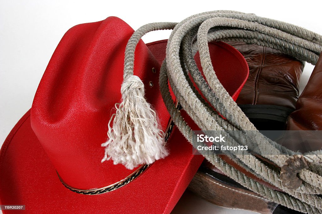 Red Chapéu de cowboy e laço - Foto de stock de Laço - Corda royalty-free