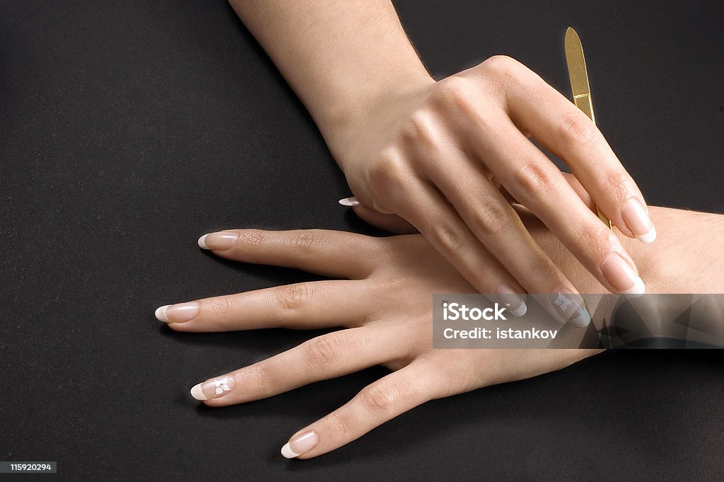 Manicura francesa - Foto de stock de Uña de la mano libre de derechos