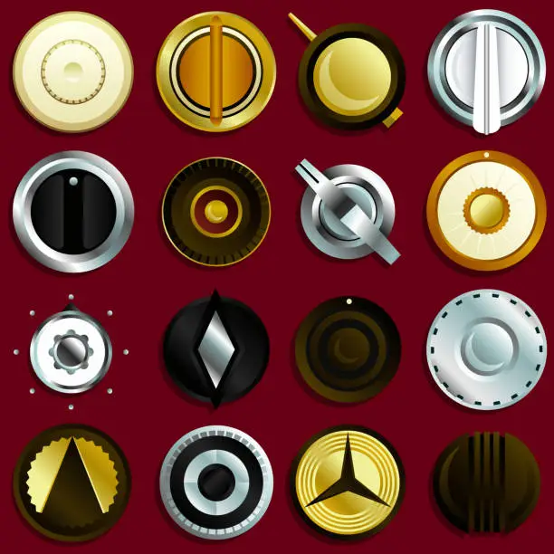 Vector illustration of Retro Knobs and Dials