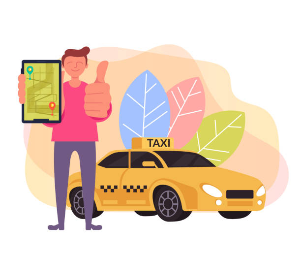 istock Taxi tracking online internet service concept. Vector flat graphic design cartoon illustration 1159203641