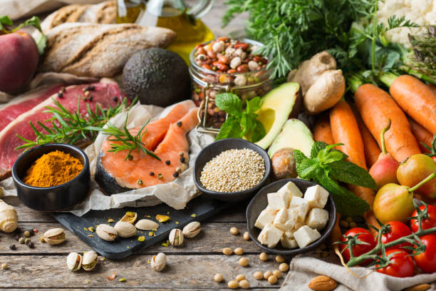 istock Healthy food for balanced flexitarian mediterranean diet concept 1159204254