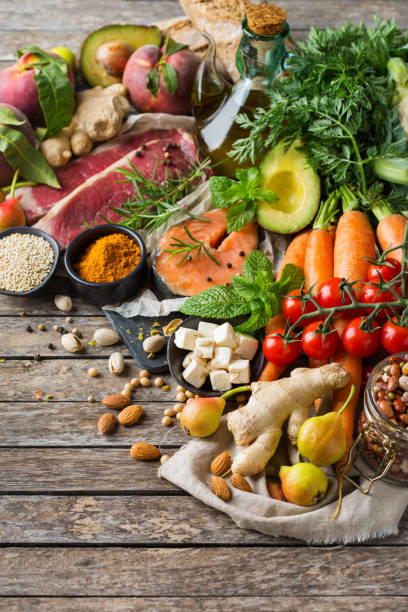 istock Healthy food for balanced flexitarian mediterranean diet concept 1159204255