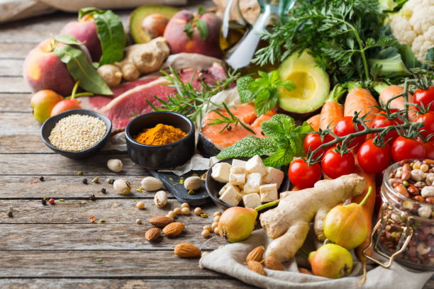 istock Healthy food for balanced flexitarian mediterranean diet concept 1159204277