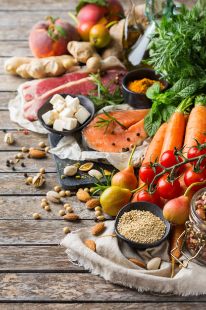istock Healthy food for balanced flexitarian mediterranean diet concept 1159204322