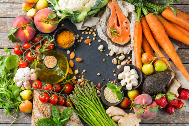 istock Healthy food for balanced flexitarian mediterranean diet concept 1159204324