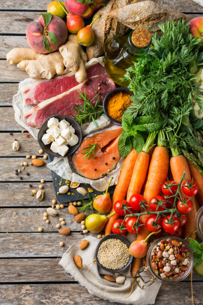 istock Healthy food for balanced flexitarian mediterranean diet concept 1159204332