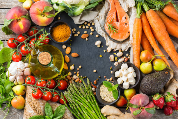 istock Healthy food for balanced flexitarian mediterranean diet concept 1159204335