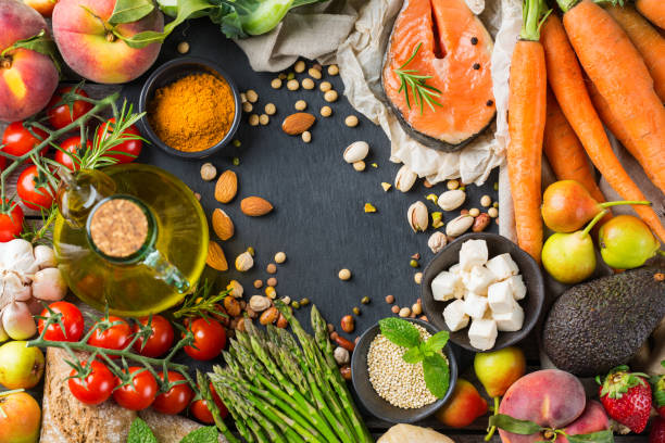 istock Healthy food for balanced flexitarian mediterranean diet concept 1159204339