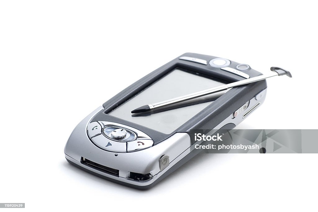 PDA 휴대폰 스타일러스 흰색 배경의 - 로열티 프리 누름 버튼 스톡 사진