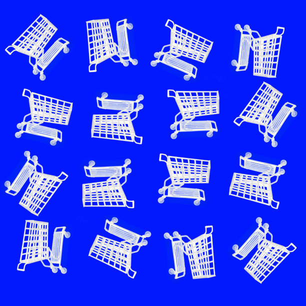 shopping cart on an isolated background blue background seamless texture