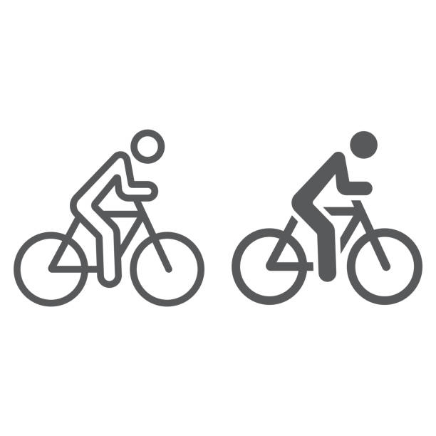 ilustrações de stock, clip art, desenhos animados e ícones de cycling line and glyph icon, sport and bike, man on bicycle sign, vector graphics, a linear pattern on a white background. - ten speed bicycle