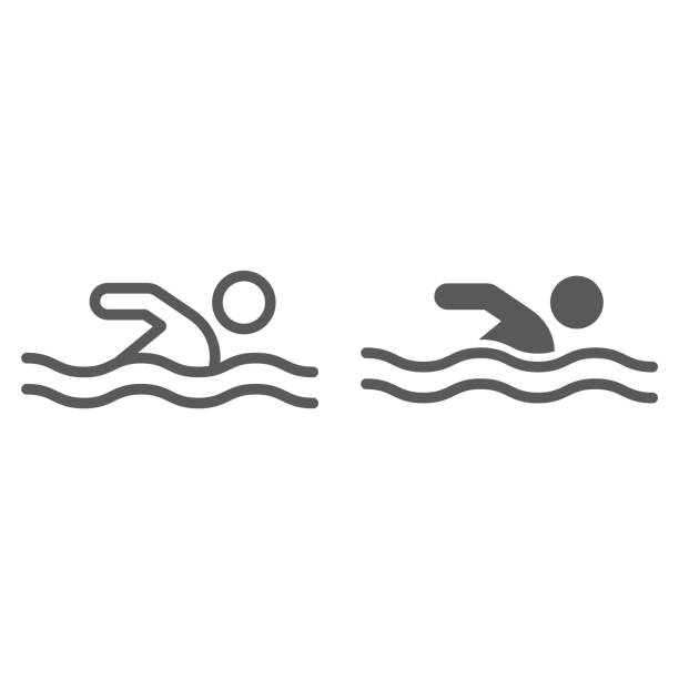 Swimming line and glyph icon, sport and water, swimmer sign, vector graphics, a linear pattern on a white background. Swimming line and glyph icon, sport and water, swimmer sign, vector graphics, a linear pattern on a white background, eps 10. swimming icons stock illustrations