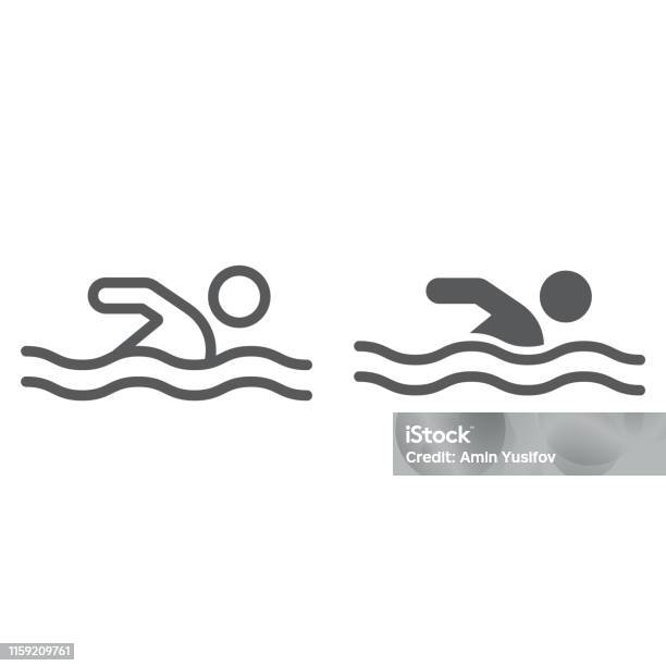Swimming Line And Glyph Icon Sport And Water Swimmer Sign Vector Graphics A Linear Pattern On A White Background Stock Illustration - Download Image Now