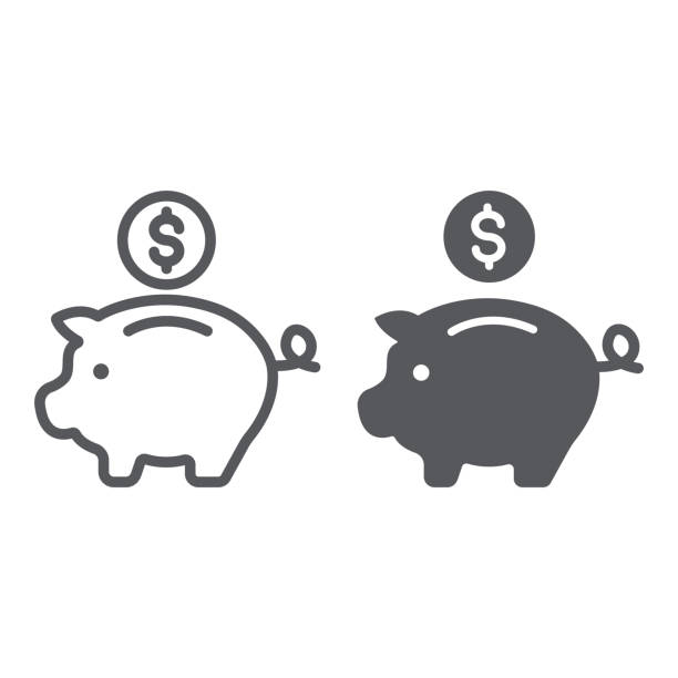 Piggy bank line and glyph icon, finance and banking, investment sign, vector graphics, a linear pattern on a white background. Piggy bank line and glyph icon, finance and banking, investment sign, vector graphics, a linear pattern on a white background, eps 10. piggy bank stock illustrations