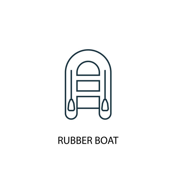 gummiboot konzept linie symbol. einfache element-illustration. gummiboot konzept umriss symbol design von camping-set. kann für web und mobile ui/ux verwendet werden - pedal boat stock-grafiken, -clipart, -cartoons und -symbole