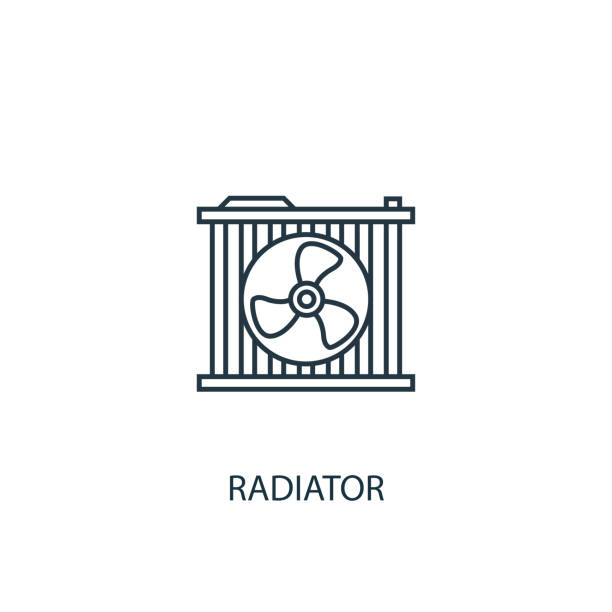 значок концептуальной линии радиатора. простая иллюстрация элемента - engine cooling stock illustrations