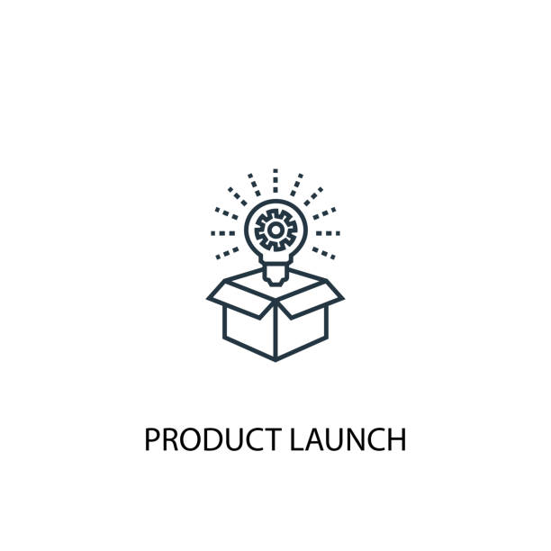 product launch concept line icon. Simple element illustration. product launch concept outline symbol design from Crowdfunding set. Can be used for web and mobile UI/UX product launch concept line icon. Simple element illustration. product launch concept outline symbol design from Crowdfunding set. Can be used for web and mobile UI/UX releasing stock illustrations