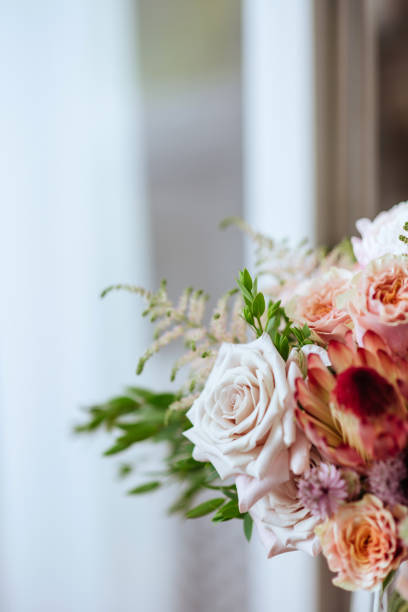 istock Spring bouquet of mixed flowers on vintage 1159211179