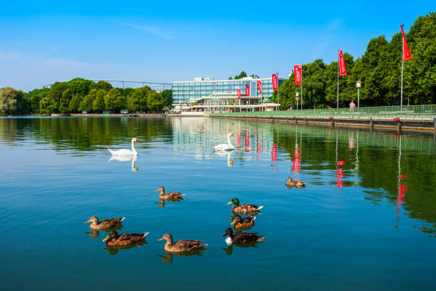 HANNOVER, GERMANY - JULY 05, 2018: Maschsee is an artificial lake situated in Hanover city, Germany