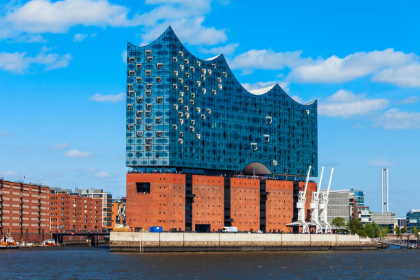 HAMBURG, GERMANY - JULY 07, 2018: Elbe Philharmonic or Elbphilharmonie is a concert hall in the HafenCity quarter of Hamburg in Germany