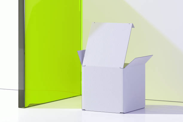 istock Isolated white realistic cardboard box on white background. 3d rendering. 1159216584