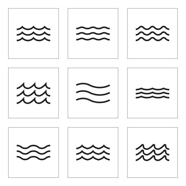 Wave icon set. Water line signs collection. Vector illustration. Wave icon set. Water line signs collection. Vector illustration. lake stock illustrations