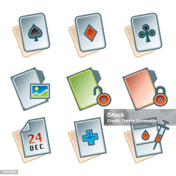Papier Works Icons Set Designbausteine Stock Vektor Art und mehr Bilder von Akte - Akte, Aktenordner, Aufschließen