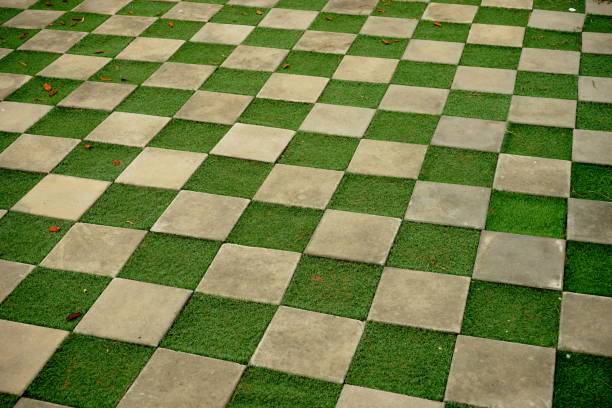 suelo a cuadros de hierba - chess field fotografías e imágenes de stock