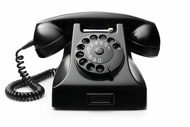 Office: Telephone Black Isolated on White Background