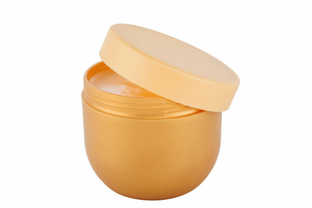 Brown plastic jar isolated on white background