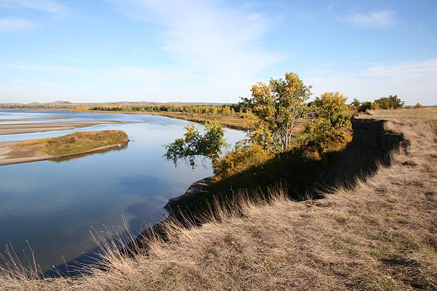 Bend In Missouri River (North Dakota) stock photo
