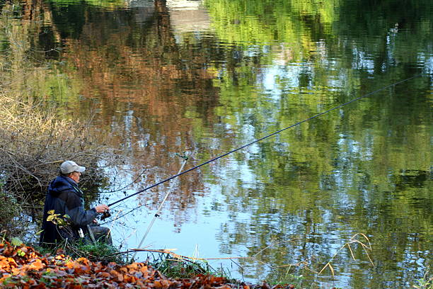 man fishing stock photo