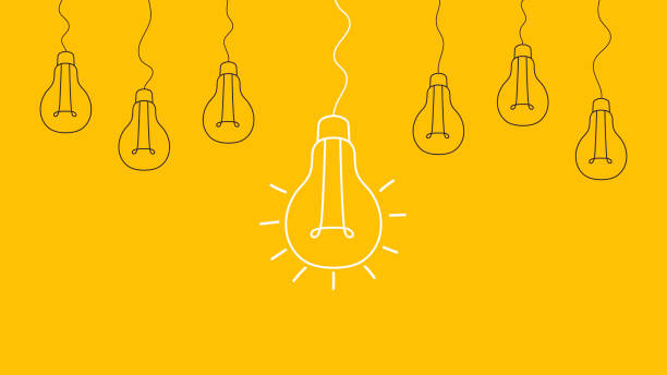ilustraciones, imágenes clip art, dibujos animados e iconos de stock de bombillas. concepto de creatividad con innovación. estrategia y liderazgo en el trabajo en equipo. oportunidad, solución y éxito. ilustración vectorial - piensa en grande de la bombilla ilustración vectorial dibujo