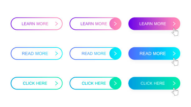 Set of modern material style buttons. Different gradient colors. Modern vector illustration flat style Set of modern material style buttons. Different gradient colors. Modern vector illustration flat style. reading menu stock illustrations