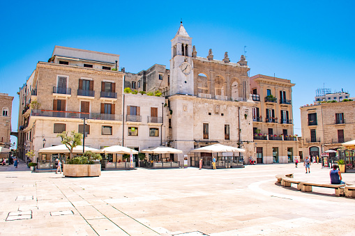 Bari, Puglia/Italy - June 14 2019: Beautiful view of Piazza Mercantile, Bari, Apulia, Italy, in a summer day on holiday
