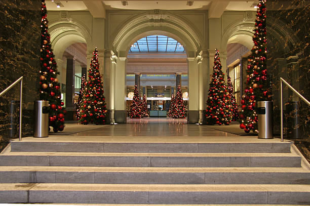 Christmas tree and Christmas decorations in home interior